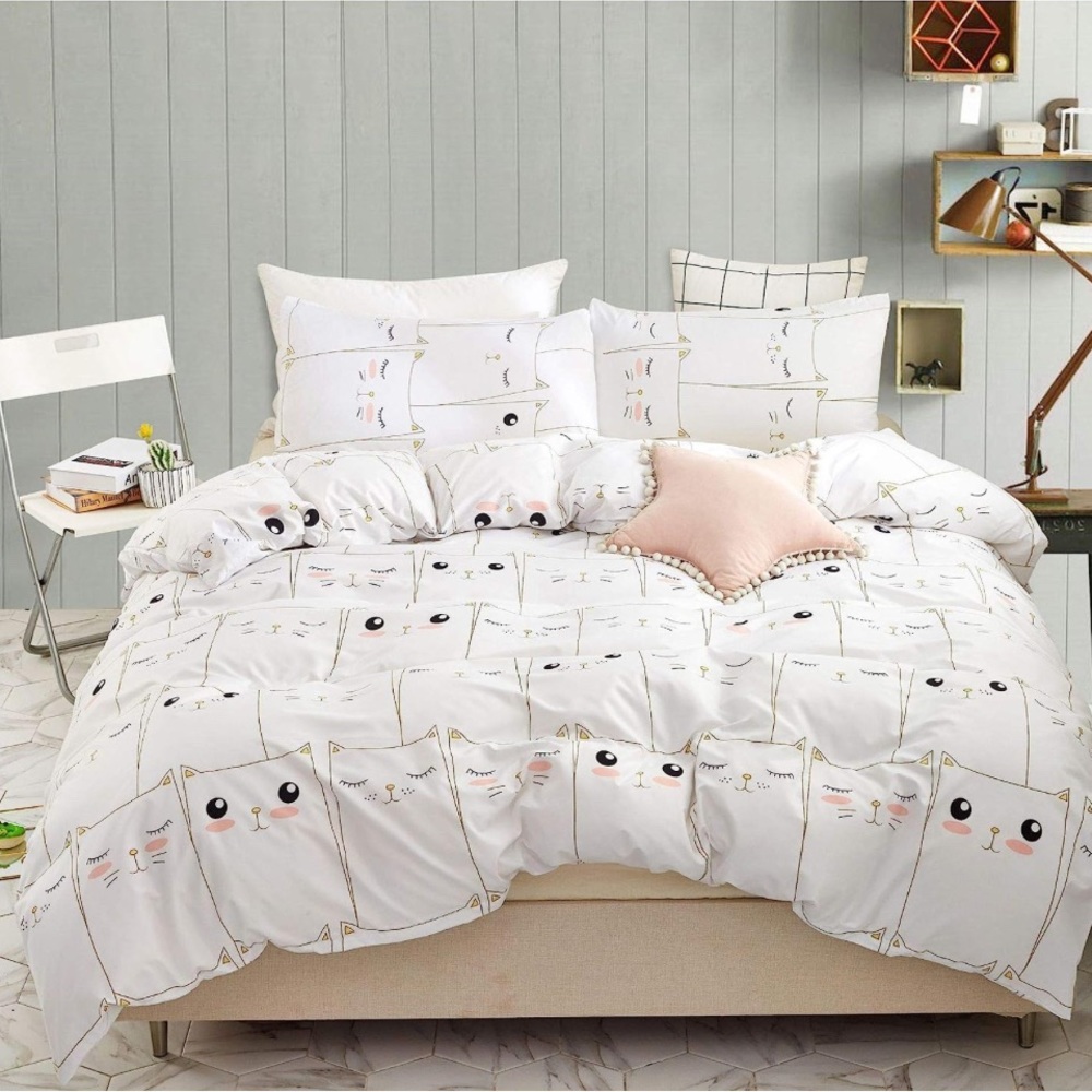 YZZ COLLECTION King Bedding Duvet Cover Set Mini Cats 1Duvet Cover 2 Pillowcases